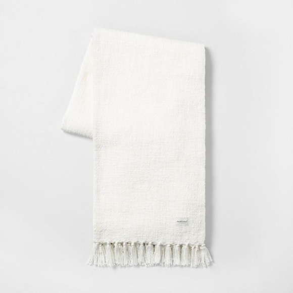 Hearth & Hand White Knotted Fringe Throw Blanket NWT - Picture 1 of 4